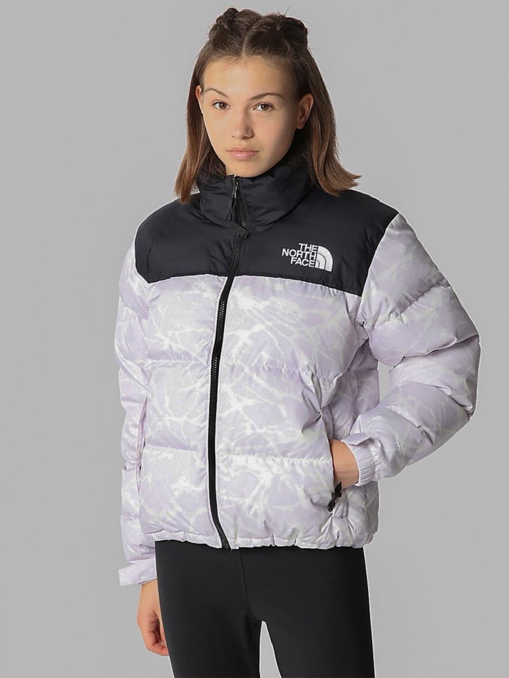 The North Face Light Purple and Black Girls' Puffer Jacket